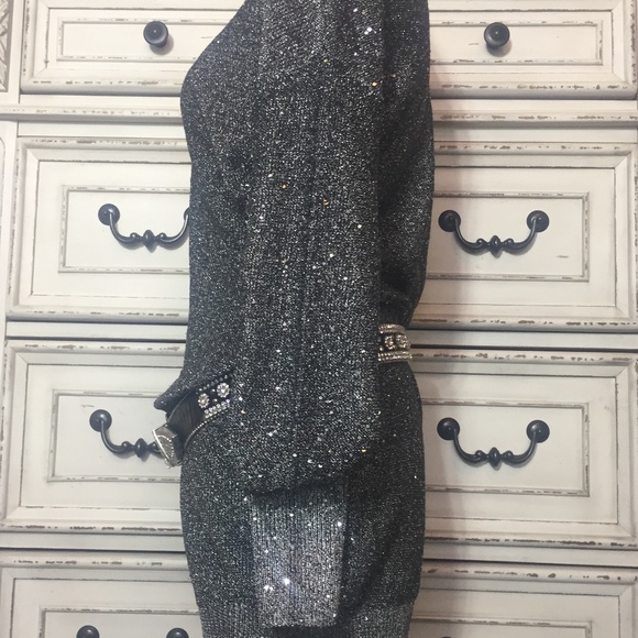Silver Shimmer Sweater Dress - Picture 4 of 10